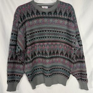 Vintage Peter Jon Sweater Mens Geometric Knit Korea Grandpa Dad Southwestern L